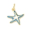 Brass Enamel Charms, Starfish Charms, Rack Plating, Cadmium Free & Lead Free, Long-Lasting Plated, with Jump Ring, Real 18K Gold Plated, Light Blue, 12.5x13.5x1.5mm, Hole: 3.5mm