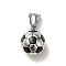 316 Surgical Stainless Steel Enamel Pendants, with 304 Stainless Steel Snap on Bails, Football, Stainless Steel Color, 18x14x13mm, Hole: 8x4mm