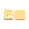 Opaque Resin Cabochons, Play Food, Imitation Food, Square Cheese, Gold, 13.5x13.5x7mm