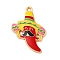 Alloy Enamel Pendants, Cinco De Mayo, Cadmium Free & Nickel Free & Lead Free, Rack Plating, Mustache, 30x20.5x2.5mm, Hole: 1.8mm