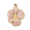 304 Stainless Steel Enamel Pendants, Flower Charms, Ion Plating(IP), Real 18K Gold Plated, Pearl Pink, 16x12x2mm, Hole: 1.2mm
