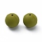 Silicone Beads, Round, Olive, 14.5~15mm, Hole: 2.2mm