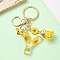 Resin & Alloy Enamel Keychain, with Alloy Clasp and Iron Rings, Letter Y, 6cm, Pendant: 20~45mm