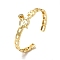 Clear Cubic Zirconia Ring & Nail & Padlock Open Cuff Bangle, Ion Plating(IP) Brass Hollow Bangle for Women, Real 18K Gold Plated, Inner Diameter: 2-1/4 inch(5.65cm)