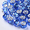 Transparent Resin European Beads, Large Hole Beads, with Silver Color Plated Double Brass Cores, Faceted, AB Color Plated, Column, Blue, 11.5x8mm, Hole: 5mm