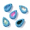 Sew on Rhinestone, Mocha Style, Glass Rhinestone, with Brass Findings, Garments Accessories, Teardrop, Mixed Color, Deep Sky Blue, 12.5x8x5mm, Hole: 1mm