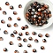 100Pcs Crackle Glass Beads, Round, Two Tone, Black, 8~8.5mm, Hole: 1.2mm
