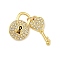 304 Stainless Steel Rhinestone Rhinestone Pendants, Lock & Key Charms, PVD Vacuum Plating, Real 18K Gold Plated, 15~17.5x8~10x2.5~5mm, Hole: 2.5mm