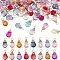 Alloy Pendants, with Copper Wire, Teardrop, Mixed Color, 20mm, Hole: 3.3mm