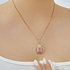 Милые латунные ожерелья с подвеской в виде медведя из микрофибры с кубическим цирконием для женщин&nbsp;LY6051-2