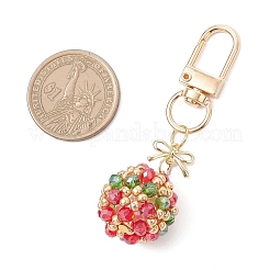 Круглые и бантовые рождественские подвески из стеклянных бусин&nbsp;HJEW-MZ00345