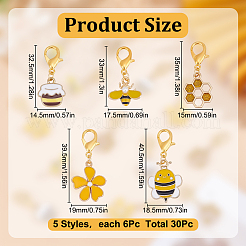 30 шт. 5 стиля подвеска из эмалевого сплава золотистого тона&nbsp;HJEW-GO00110