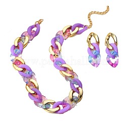 Комплекты из акриловых овальных цепочек с подвесками и серег-гвоздиков&nbsp;FS-WG6428C-01