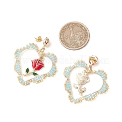 Серьги-гвоздики с подвесками в виде железного цветка&nbsp;EJEW-MZ00404-01