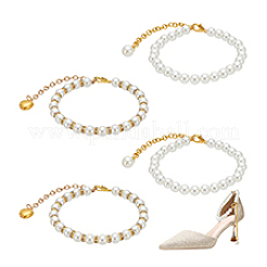 2 пара 2 стилей женских съемных шнурков из АБС-пластика с имитацией жемчуга для обуви на высоком каблуке&nbsp;DIY-PH0022-88B