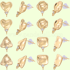 16 шт. 4 стиля латунных сережек-гвоздиков с микропаве из кубического циркония&nbsp;KK-BBC0018-64