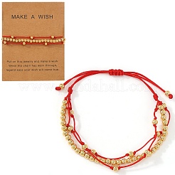 Регулируемые многорядные браслеты из круглых латунных бусин&nbsp;XW4169-2