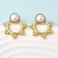 Серьги-гвоздики с жемчугом из АБС-пластика 201 из нержавеющей стали&nbsp;EJEW-Z151-13G-07