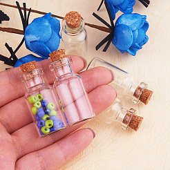 14 шт. Размер 35x16 мм мини-прозрачные стеклянные банки с пробковыми пробками и штифтами для ремесел&nbsp;AJEW-PH0004-02