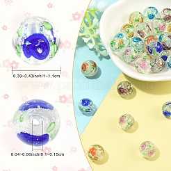 30 шт. 6-х цветные бусины ручной работы из фольги в технике лэмпворк&nbsp;FOIL-YW0001-04