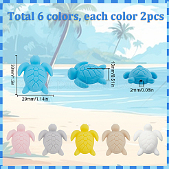 12 шт. 6 цвета черепаха пищевые экологически чистые силиконовые фокусные бусины&nbsp;SIL-SC0001-88