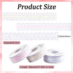 3 рулон двухцветной полиэстеровой кружевной ленты с цветочной вышивкой&nbsp;OCOR-CY0001-37