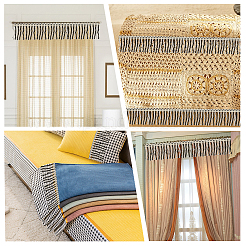 Двухцветная полиэфирная витая веревка с кисточками и бахромой&nbsp;DIY-WH0304-703C