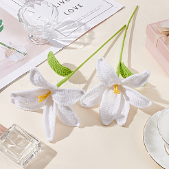 Искусственный цветок из хлопка ручной работы крючком&nbsp;LS-AJEW-WH0009-75C