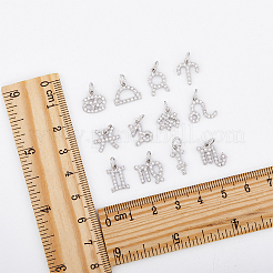 12шт 12 стиля латунные микропаве кубические циркониевые подвески&nbsp;KK-HY0003-50