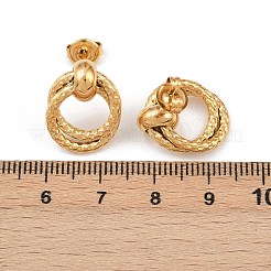 Серьги-гвоздики с текстурированными кольцами из нержавеющей стали 304&nbsp;EJEW-P324-04G