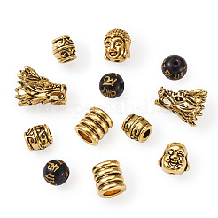 Бусины из сплава в тибетском стиле и буддийские стеклянные бусины&nbsp;TIBEB-TA0001-90AG-01