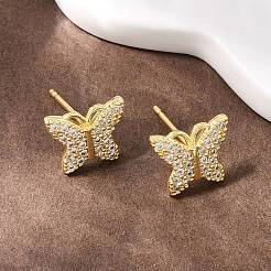 Серьги-гвоздики из циркония&nbsp;EJEW-F400-02D-G