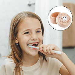 Круглые печатные деревянные футляры для хранения детских зубов с крышками&nbsp;CON-WH0099-75B