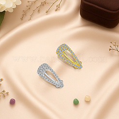 4 шт. двухцветные латунные серьги-клипсы с микропаве из прозрачных кубических цирконий&nbsp;EJEW-HY0001-25