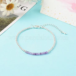 Природный аметист бисера браслеты&nbsp;BJEW-JB06384-02