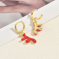Серьги-кольца с оленем из латуни и эмали&nbsp;KX0069