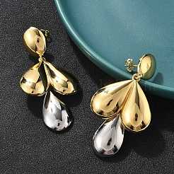 Серьги-гвоздики из латуни в виде каплевидной формы с подвесками&nbsp;EJEW-S258-06GP