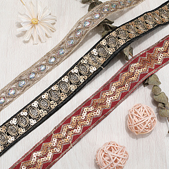 Полиэстеровая лента с пайетками для вышивки&nbsp;OCOR-WH20003-38B