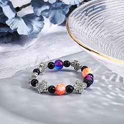 Сплавочные овальные бусины тибетского стиля &nbsp;TIBEB-FH0001-32AS-RS