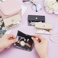 Портативные коробки для хранения ювелирных изделий из искусственной кожи на молнии с 4 вставным мешком&nbsp;CON-WH0202-001C