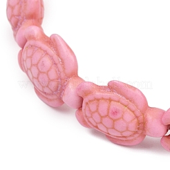 Черепаховые синтетические бирюзовые бусины эластичные браслеты для женщин&nbsp;BJEW-JB11691