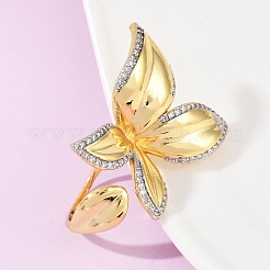 Латунные микро проложить манжеты кольца кубического циркония&nbsp;RJEW-Q030-02G