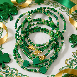 7 шт. 3 варианта браслетов из стеклянного бисера на День Святого Патрика&nbsp;RL8024-1