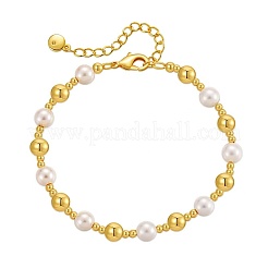 Женские браслеты из латуни и искусственного жемчуга с круглыми бусинами&nbsp;KJ3614