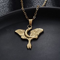 Ожерелья с подвесками из нержавеющей стали 304 «Лунная моль»&nbsp;NJEW-M096-22G