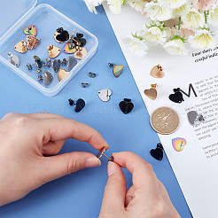 30 шт. 5 цвета в форме сердца с вакуумным покрытием PVD из нержавеющей стали 304&nbsp;EJEW-UN0001-63