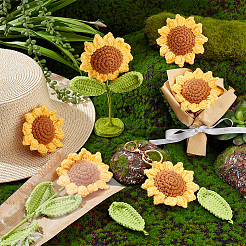 18шт 2 стиля ручная вязка шерсть подсолнух и лист&nbsp;DIY-GA0006-11