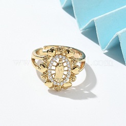 Кольца на палец с прозрачным кубическим цирконием на тему Девы Марии&nbsp;RJEW-G337-02G-07