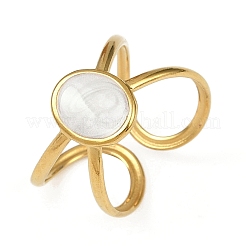 Овальные эмалевые манжеты из нержавеющей стали 304 для женщин&nbsp;RJEW-G355-03G