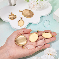 Оправы для подвесок из нержавеющей стали 304 в виде кабошонов&nbsp;STAS-TA0001-47F